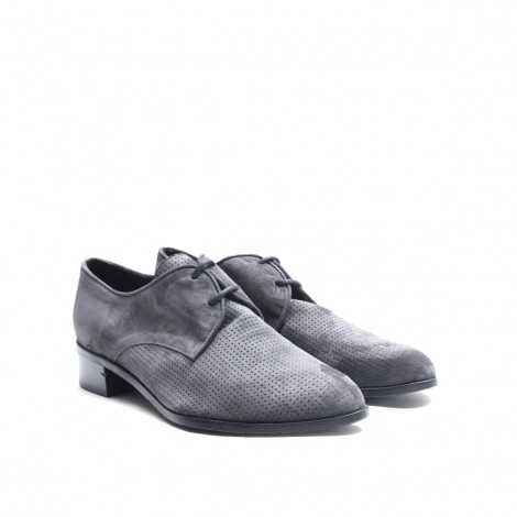 Grey Perforated Derby Shoe