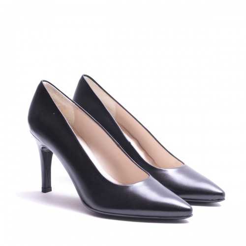 Black Leather Heel Shoes