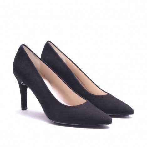 Black Suede Leather Heel Shoes