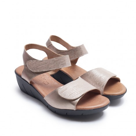 Sandalia 2 Velcros Taupe