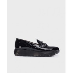 Mocasín adorno pala, plantilla extraíble en barbún negro. Piso betfly