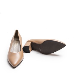 Beige Leather High Heel Shoe