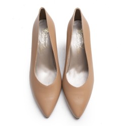 Beige Leather High Heel Shoe