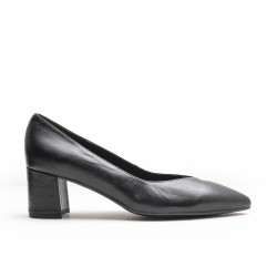 Black Leather Heel Shoe