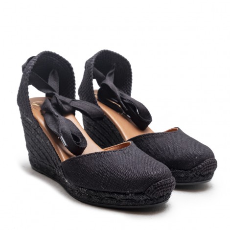 Black Linen Espadrille