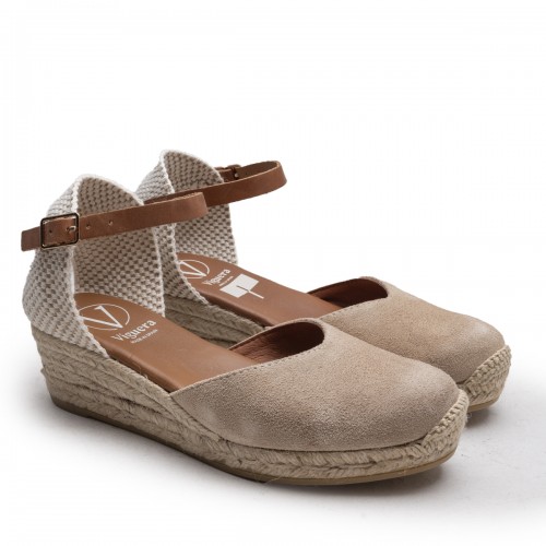 Beige Suede Espadrille