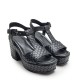 T Braided Black Sandal