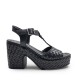 T Braided Black Sandal