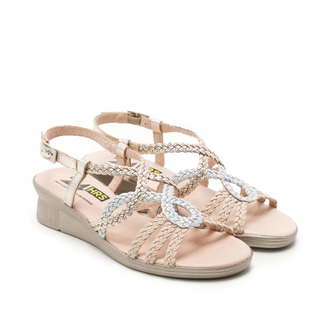 Combi Braided Leather Wedge Sandal