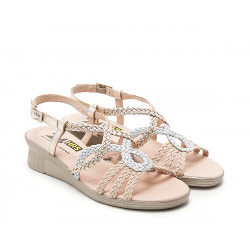 Combi Braided Leather Wedge Sandal