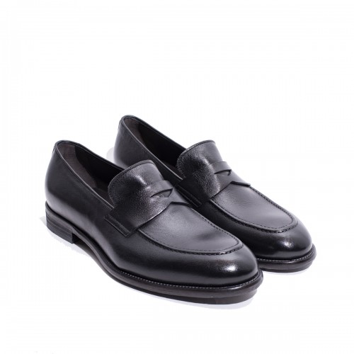 Black Leather Mask Loafer