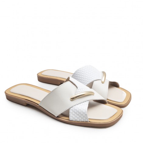 White Flat Sandals