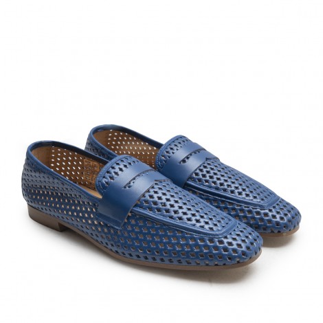 Blue Perforated Mask Loafer