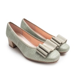 Green Raffia Heel Shoe