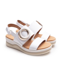 White Ring Gold Ornamanetal Sandal