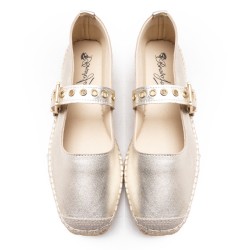 Gold Esparto-soled ballerina
