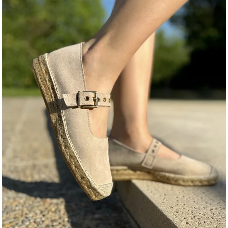 Nude Esparto-soled ballerina