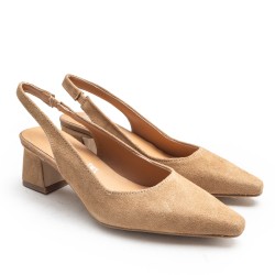 Slingback Tan Suede Leather