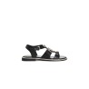 Sandalia piel negra con detalles oro