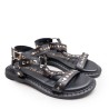  Black Leather Sandal with Gold Studs