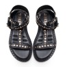 Sandalia Piel Negra Tachas Doradas