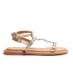 Gold Leather Studded Sandal