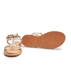 Gold Leather Studded Sandal