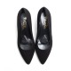 Decorated heel Black Suede Heel Shoes