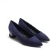 Decorated heel Blue Suede Heel Shoes