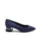 Decorated heel Blue Suede Heel Shoes