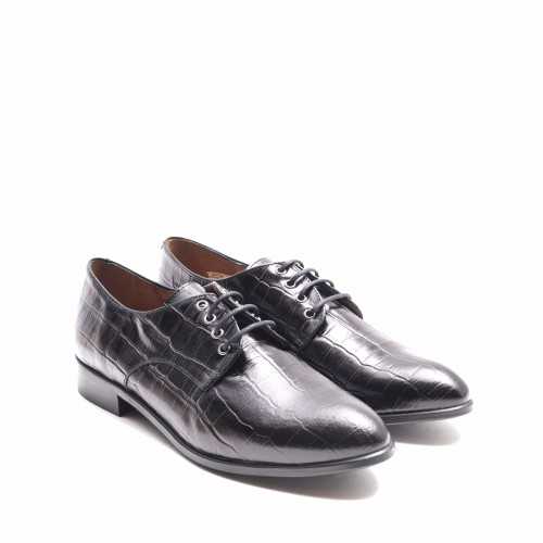 Black Cocodrile Derby Shoe