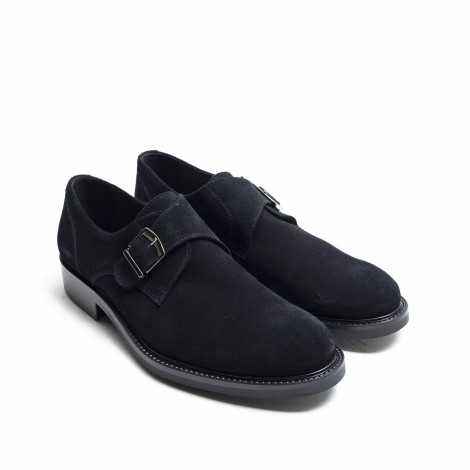 Suede Black Monk Shoe