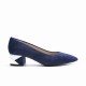 Decorated heel Blue Suede Heel Shoes