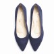 Decorated heel Blue Suede Heel Shoes