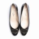 Black Leather Ornament Heel Shoes