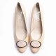 Nude Leather Ornament Heel Shoes