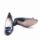 Blue Leather Ornament Heel Shoes