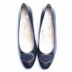 Blue Leather Ornament Heel Shoes