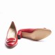 Red Leather Ornament Heel Shoes