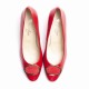 Red Leather Ornament Heel Shoes