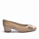 Nude Suede Ornament Heel Shoes