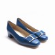 Blue Suede Ornament Heel Shoes