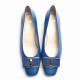 Blue Suede Ornament Heel Shoes